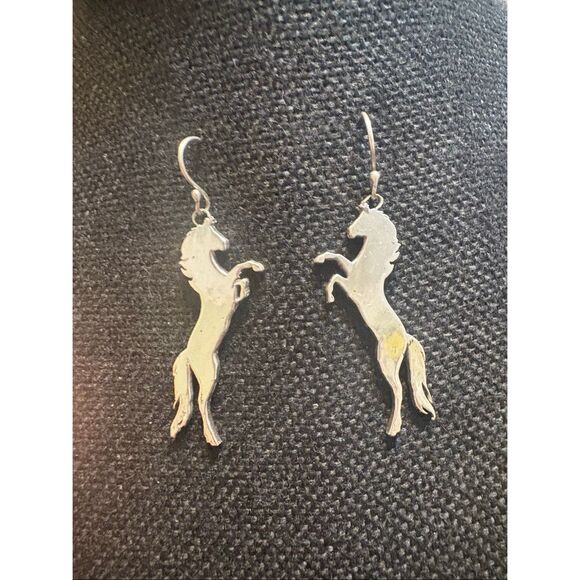 Sterling Silver Horse Earrings, NEW with Tags, Handmade, 2.5” long, Equestrian - Picture 1 of 3